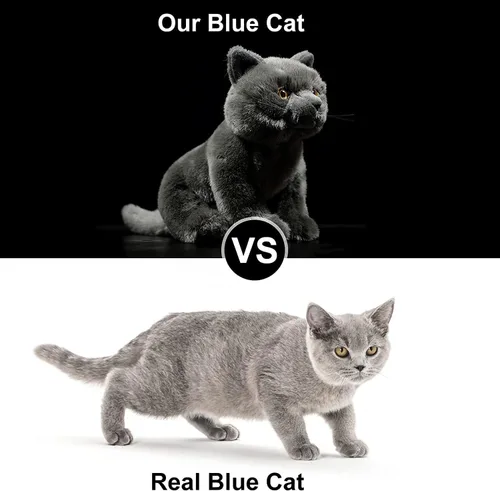 Miniatura 7 de Gato corto británico de peluche, gato gris de peluche de 11 pulgadas, juguete suave para niños (gato británico de pelo corto 2)