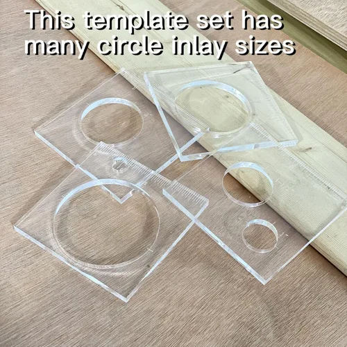 Miniatura 4 de Paquete de 4 plantillas de incrustaciones circulares para enrutador para carpintería, plantillas decorativas para enrutador