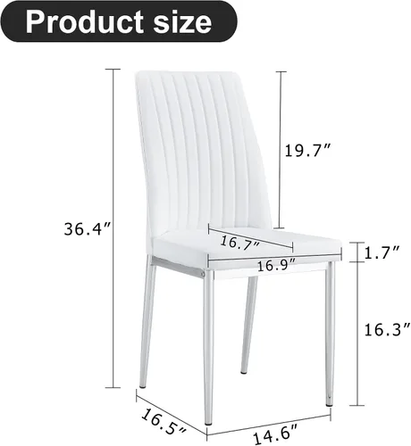 Miniatura 2 de Juego de 6 sillas de comedor modernas, Juego de 6 sillas de comedor con cuero PU y patas cromadas de respaldo alto, sillas de metal Sillas