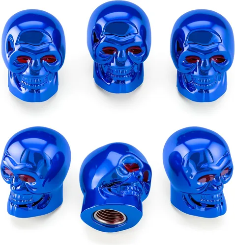 Miniatura 39 de 4 tapones de válvula de neumático estilo calavera, con anillo de goma O, cubiertas universales de vástago de válvula de neumático de núcleo de cobre