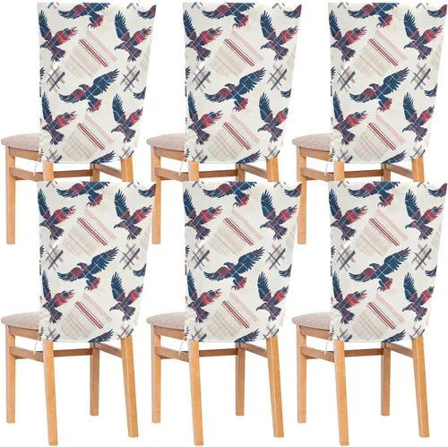 Juego de 6 fundas decorativas para sillas de comedor, diseño de pájaro grande, color rojo y azul