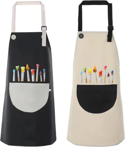 Paquete de 2 delantales de artista para pintar, delantal ajustable impermeable de jardinería, lindo delantal de pintura para niños y niñas, con
