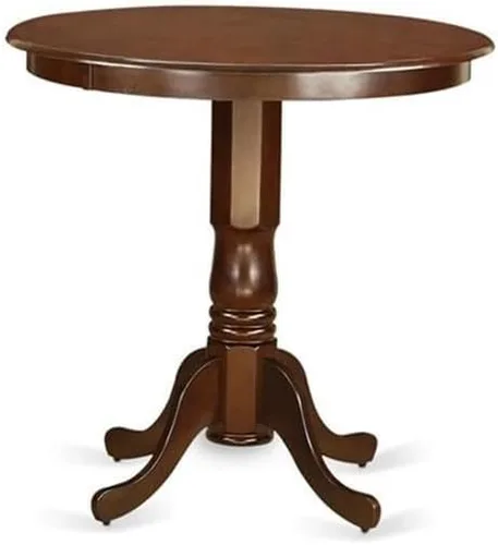 Miniatura 3 de East West Furniture JABU3-MAH-W Juego de mesa de comedor de 3 piezas de altura de mostrador contiene una mesa de cocina redonda con pedestal y 2
