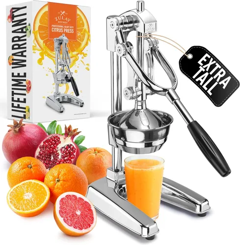 Miniatura 37 de Zulay Kitchen Exprimidor de hierro fundido, exprimidor manual resistente con coladores desmontables para una fácil limpieza, prensa de jugo