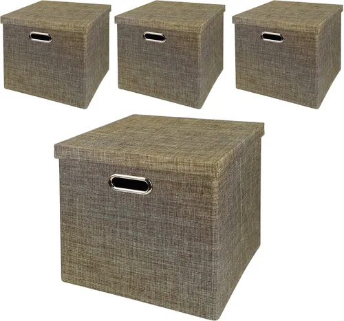 Miniatura 34 de Posprica Cubos de almacenamiento plegables, 11 x 11 x 11 pulgadas, contenedores de tela, 4 unidades, color beige