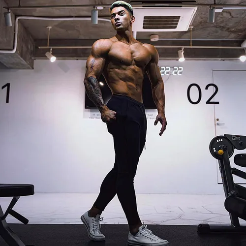 Miniatura 7 de BUXKR - Pantalones deportivos ajustados con bolsillos profundos para hombre, para gimnasio, correr y fisioculturismo