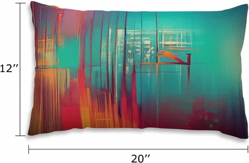 Miniatura 2 de EKOBLA Fundas de almohada decorativas de lino con textura retro abstracta, azul, cian, rojo, amarillo, para cama, sofá, rectangular, rectangular, 12