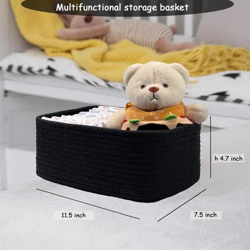 Miniatura 4 de COMFY-HOMI Cestas de almacenamiento de 11.5 x 7.5 x 4.7 pulgadas para organizar, cesta tejida de cuerda de algodón, caja de almacenamiento