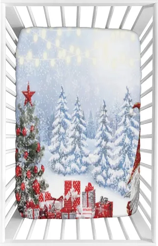 Miniatura 17 de Sábana decorativa para cuna, sábana bajera ajustable de microfibra para cuna para bebés y niños pequeños, 28 x 52 x 8 pulgadas, juego de sábanas