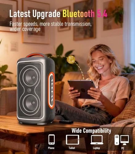 Miniatura 5 de Altavoz Bluetooth portátil, pico de 240 W, potente sonido fuerte, altavoz inalámbrico para fiestas con graves profundos, tiempo de reproducción