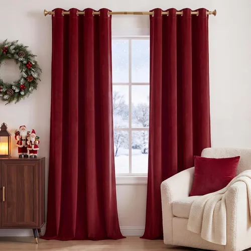 Miniatura 32 de StangH Cortinas de Terciopelo Grueso Sólido - Juego de Tratamiento de Ventanas con Oscurecimiento Moderado para Dormitorio, Cortinas/Cortinajes