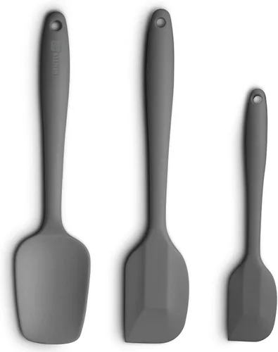 Miniatura 16 de Juego de espátulas de silicona de 3 piezas, mango ergonómico, espátulas de alta resistencia al calor, espátulas de goma antiadherentes con núcleo