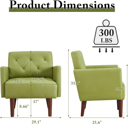 Miniatura 2 de Silla decorativa de piel sintética, moderna silla de poliuretano tapizada, silla con brazo tapizada retro, cómoda silla de cuero para sala de estar