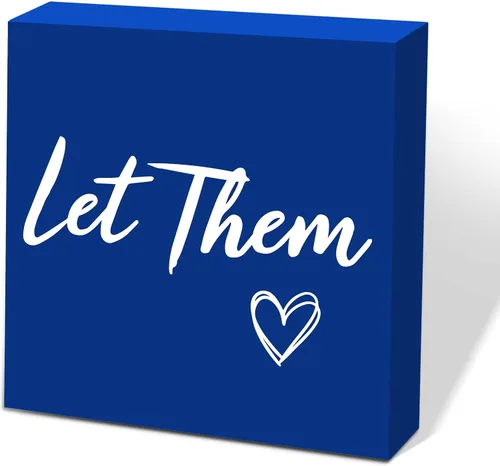 Miniatura 23 de Letrero de caja de madera Let Them de 5 x 5 pulgadas, letrero de escritorio estilo granja Boss Lady decoración de cubículo de oficina, accesorios
