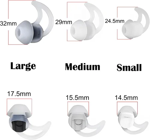 Miniatura 4 de Puntas de auriculares para auriculares Bose QC20 QC20i QC30 Soundsport SIE2 SIE2i IE2 IE3 - Grandes 3 pares - Silicona - Blanco