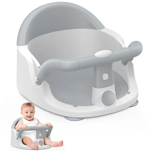 Asiento de baño para bebés de 6 meses en adelante sentados, silla de baño antideslizante con ventosa, seguro y cómodo asiento de baño infantil