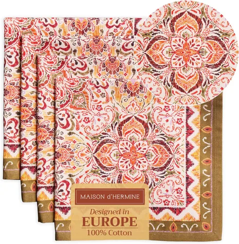 Miniatura 25 de Maison d' Hermine Happy Florals - Juego de 4 servilletas 100% algodón suave y cómodo perfectas para cenas familiares, bodas, fiestas de cóctel, 063