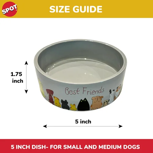 Miniatura 2 de SPOT Best Friends - Plato de comida para mascotas, cuenco de cerámica para alimentos o agua para mascotas, ideal para perros pequeños, apto
