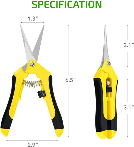 Miniatura 4 de iPower Tijeras de podar de 6.5 pulgadas para jardinería, tijeras de recorte, podadora manual, acero inoxidable, amarillo