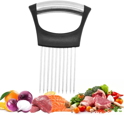 Miniatura 10 de Soporte de cebolla para rebanar, estante de acero inoxidable para rebanar cebolla, rebanador mejorado 2026, cortador de verduras y limón, 1 pieza