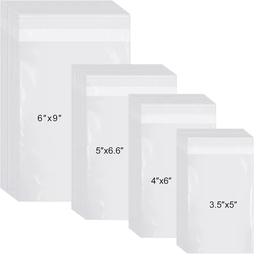 Miniatura 7 de Kosiz 600 bolsas de celofán transparente de plástico de polietileno para camisas, bolsas de ropa resellables a granel, paquetes autoadhesivos