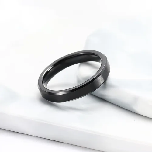 Miniatura 21 de King Will Anillo de boda de tungsteno para hombre, disponible en 15/64 a 25/64 de pulgada (6 a 10 mm), negro/plata, acabado mate, borde pulido