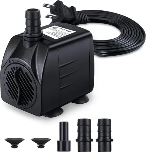 CWKJ Bomba de fuente, bomba de agua sumergible de 160 GPH(10 W, 600 L/H), bomba de agua duradera para fuente al aire libre con cable de alimentación