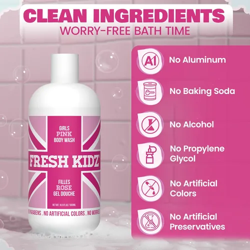 Miniatura 3 de Fresh Kidz Gel de baño de 16.9 onzas líquidas y 2 desodorantes en rollo de 1.86 onzas líquidas para niños y adolescentes - Conjunto rosa para niñas
