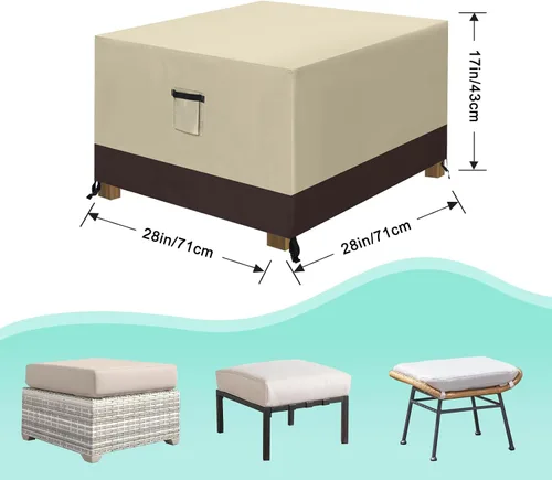 Miniatura 3 de ABCCANOPY Funda para otomana de patio, impermeable, resistente a los rayos UV, a prueba de polvo, fundas protectoras para muebles de césped, 28 x 28