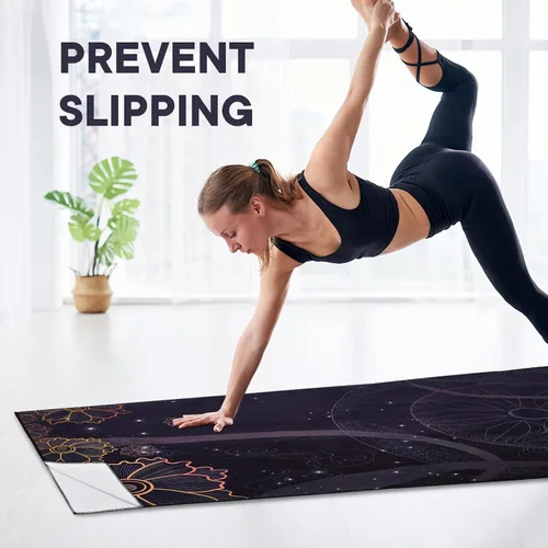 Miniatura 4 de Toallas de yoga, toalla antideslizante para esterilla de yoga caliente con puntos de agarre, manta de yoga de microfibra suave súper absorbente