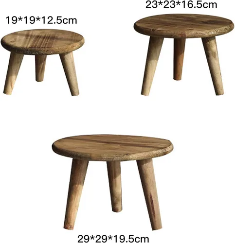 Miniatura 2 de Mini taburete redondo de madera, mesa de soporte para plantas de interior, taburete de madera decorativo, soporte de exhibición moderno