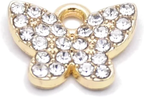 Miniatura 55 de Paquete de 20 dijes de diamantes de imitación chapados en oro, accesorios de cristal para collares, pulseras, joyería, manualidades, bricolaje