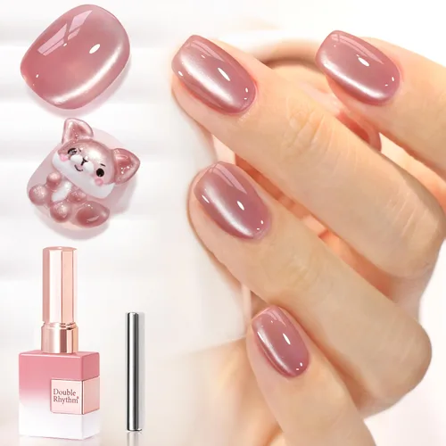 Miniatura 64 de Double Rhythm Esmalte de gel Jelly Glass de ojo de gato con imán, 0.5 onzas líquidas, brillo holográfico, brillante, translúcido