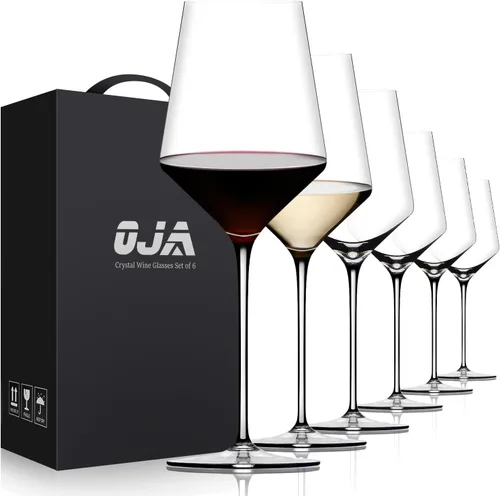 Miniatura 17 de Juego de 4 copas de vino tinto, grandes copas de cristal Burgundy sopladas a mano - ultra delgadas, ligeras para cata de vinos, 23.5 onzas, regalos