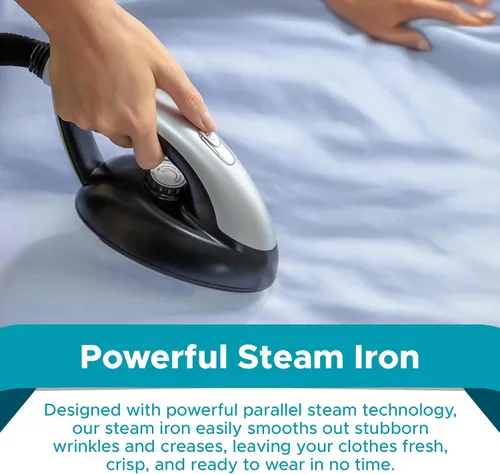 Miniatura 5 de Steam & Go - Vaporizador y plancha todo en uno, vaporizador a presión para ropa con tabla de planchar y colgador de ropa, vaporizador de tela
