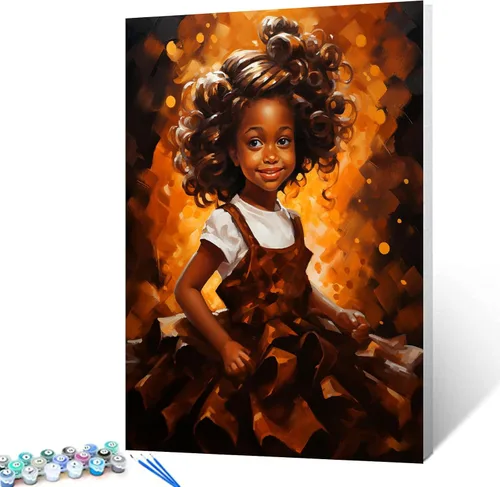 Miniatura 17 de Tucocoo Pintura por números para adultos, kits de pintura al óleo digital sobre lienzo con pinceles y pigmento acrílico, hermoso retrato de niña