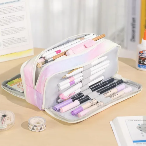 Miniatura 6 de CICIMELON - Estuche de gran capacidad para lápices con 3 compartimentos, bolsa de mano para bolígrafos para la escuela, adolescentes, niña, niño