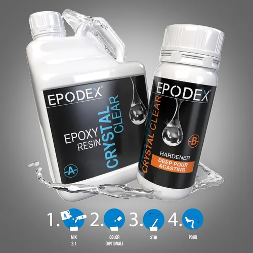 Miniatura 9 de EPODEX Kit de resina epoxi de vertido profundo, resina epoxi transparente de alta calidad para fundición, mesas de río, carpintería y moldes A.