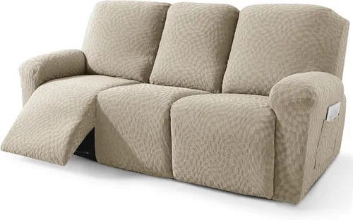 Miniatura 34 de ZNSAYOTX 2026 Funda elástica para sillón reclinable de 3 piezas (61 cm-94 cm) Fundas súper suaves para silla reclinable con bolsillo grande y lazos