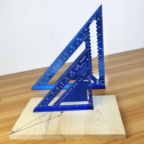 Miniatura 7 de ASNOMY Regla triangular de 7 pulgadas y 12 pulgadas, transportador cuadrado de viga negra, regla triangular de aleación de aluminio de alta
