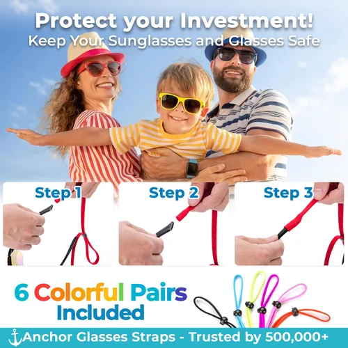 Miniatura 2 de Correas para gafas Anchor ajustables - Correas para gafas de sol - Correas deportivas para gafas para niños, hombres y mujeres - Soportes atléticos