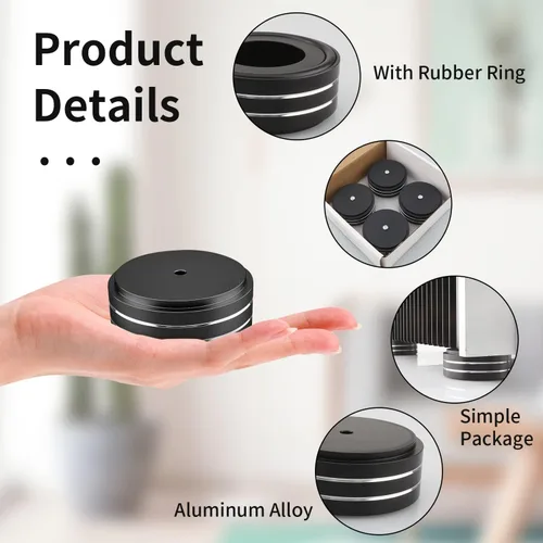 Miniatura 5 de Viborg Altavoces de alta fidelidad, almohadillas de aislamiento para pies de 2.283 x 0.866 in, 4 amortiguadores de audio de aluminio, aislador