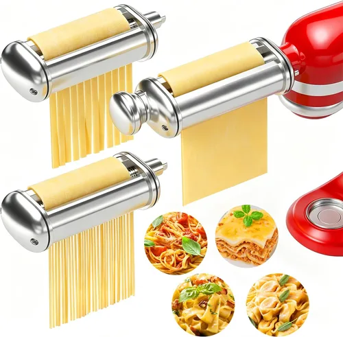 Miniatura 8 de Rodillo de pasta para batidora de pie KitchenAid, accesorio de rodillo de pasta de acero inoxidable con perilla de grosor ajustable de 8 posiciones