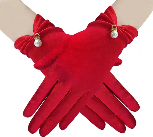 Gionforsy Guantes de encaje floral para novia, elegantes guantes cortos de encaje, guantes de encaje de muñeca para boda, ópera, cena y fiesta