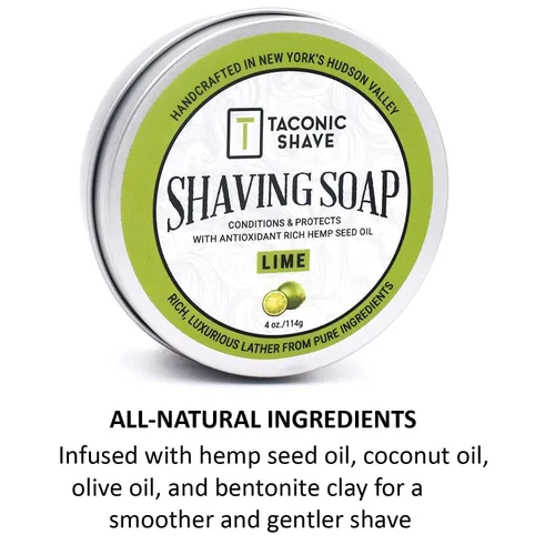 Miniatura 4 de Taconic Shave Jabón de afeitar – Aroma a lima – Espuma densa y lisa para afeitado húmedo clásico – Espuma con cepillo y tazón – Cojín protector