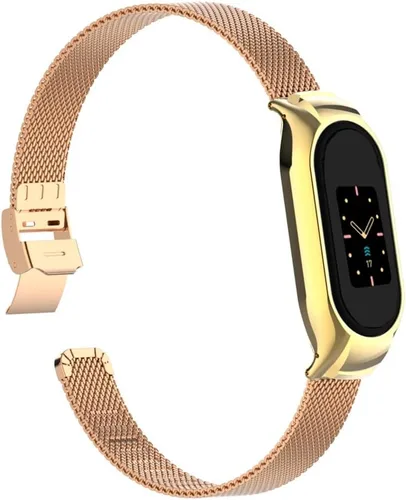Miniatura 8 de Correa de reloj de metal compatible con Fitbit Luxe/Luxe SE de acero inoxidable con marco de bisel protector con diseño de malla de correa de muñeca