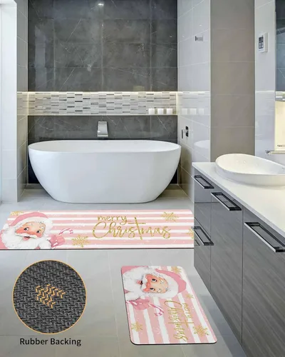 Miniatura 5 de Tapete de baño de Feliz Navidad, tapete antideslizante de secado rápido y absorbente, tierra de diatomeas, fregadero de ducha para dormitorio