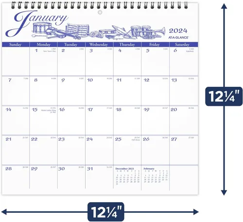 Miniatura 4 de AT-A-GLANCE Calendario de pared 2024, 12 x 12 pulgadas, mediano, mensual, edición de ilustrador (G10001724)