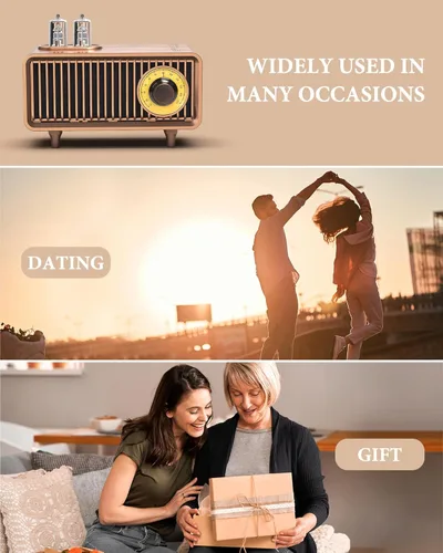Miniatura 6 de COLSUR Altavoz Bluetooth Retro, Radio Vintage, graves, Conexión Inalámbrica Bluetooth 5.1, Adecuado para Casa y Oficina, Fiesta al Aire Libre