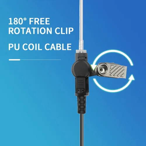 Miniatura 2 de Auricular de radio de 2 vías de 0.138 in/1 pin solo escucha auriculares de tubo acústico para altavoz remoto Mic Motorola Kenwood Walkie Talkie